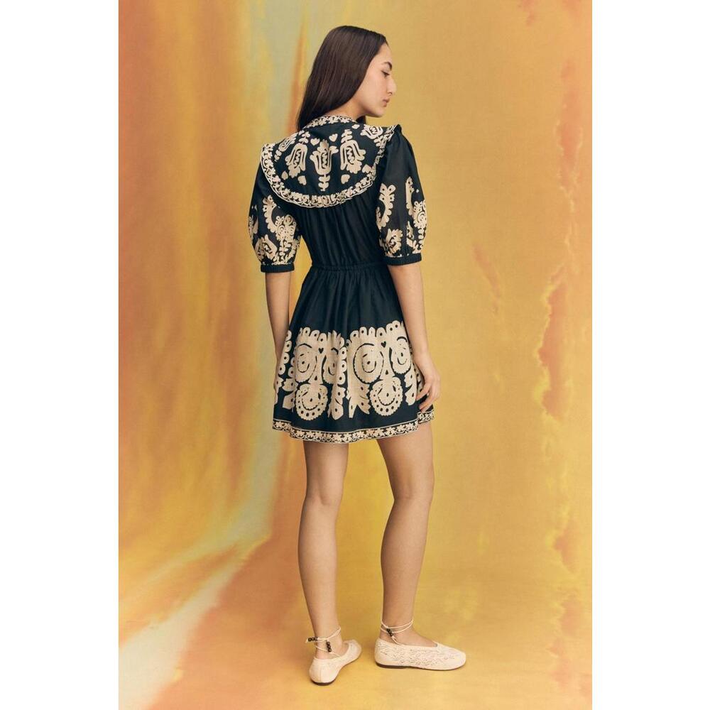 Sea NY x RTR Black Cotton Puff Sleeve Mini Dress Size XS - Picture 2 of 5